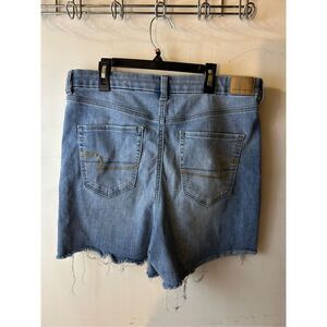 American Eagle 14 curvy super hi-rise shortie next level stretch denim raw hems
